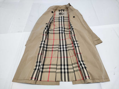 BURBERRY Nova Check Honey Beige Trench Coat with Belt, Size 38
