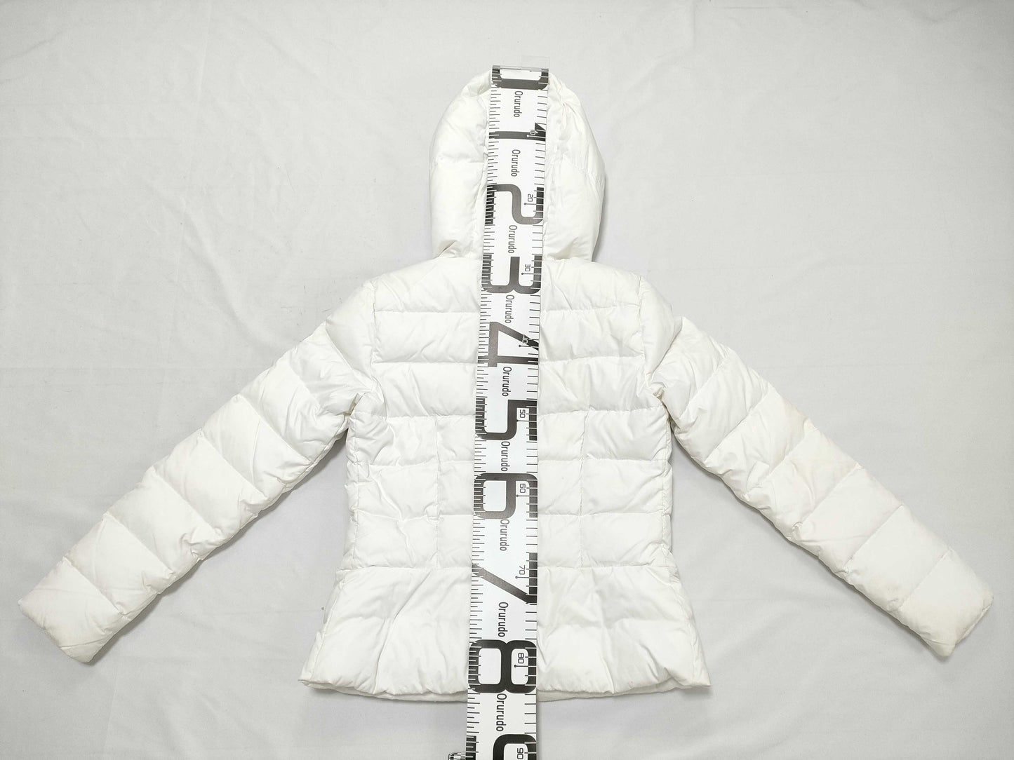 FENDI Striped Hoodie Down Jacket, White, Size 38