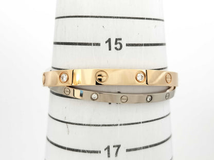 Cartier Love Bracelet, 2-Row #16, Half Diamond, PG/WG Au750, 45.9g, Bracelet/Bangle 