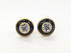 CHANEL Rhinestone Round Earrings 93A Black x Gold Earrings