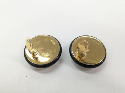 CHANEL Matelasse Chanel Coco Matelasse Black Gold Earrings