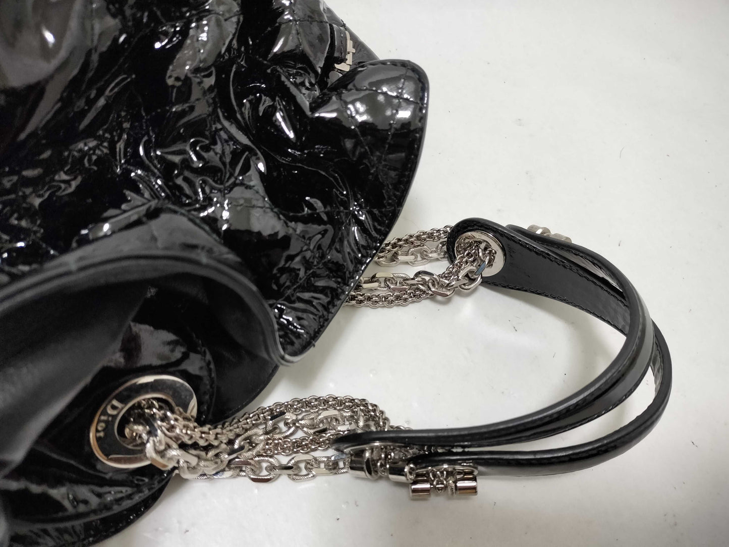 Dior Enamel Lady Dior Cannage Tote Bag