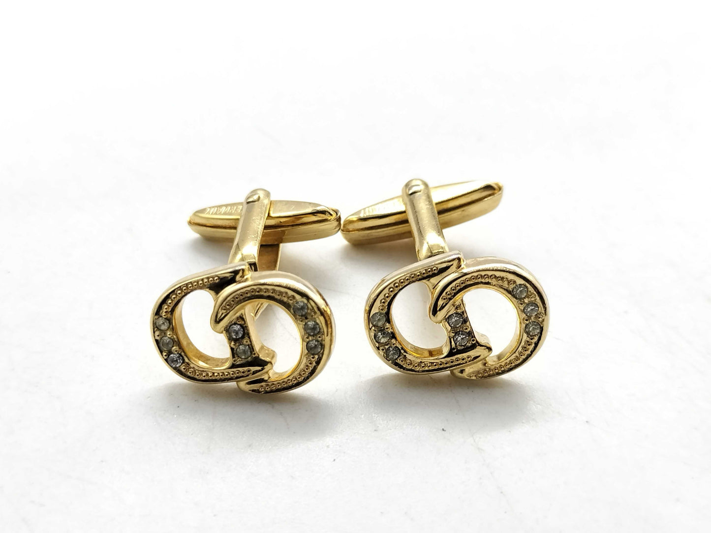 Dior CD logo rhinestone cufflinks tie clip/cufflinks