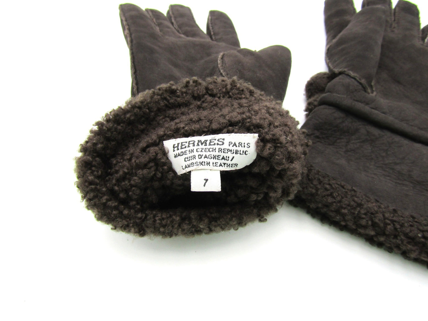 HERMES Mouton Gloves Mocha #7 Other Accessories