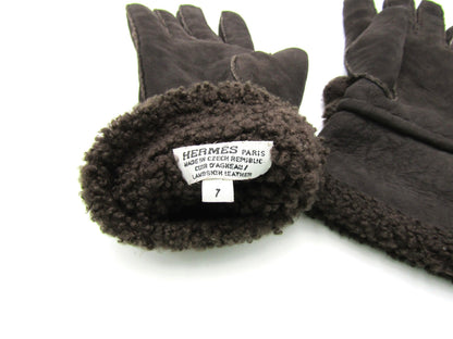 HERMES Mouton Gloves Mocha #7 Other Accessories