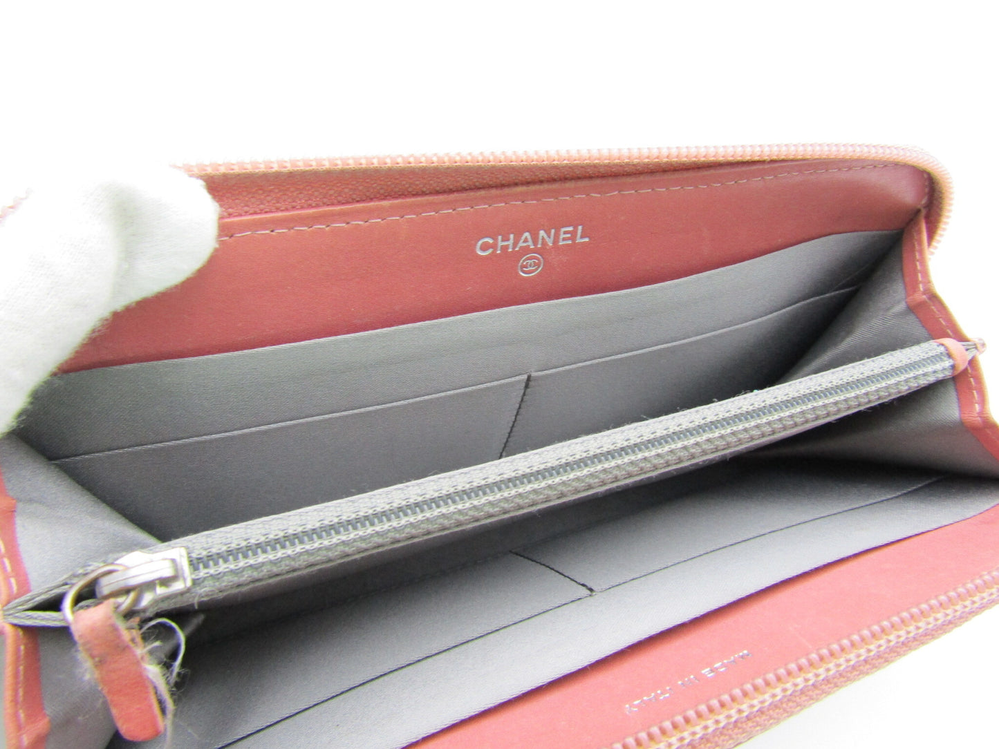 CHANEL Icon Series CHANEL Icon Line Long Zip Wallet Pink S Hardware Wallet