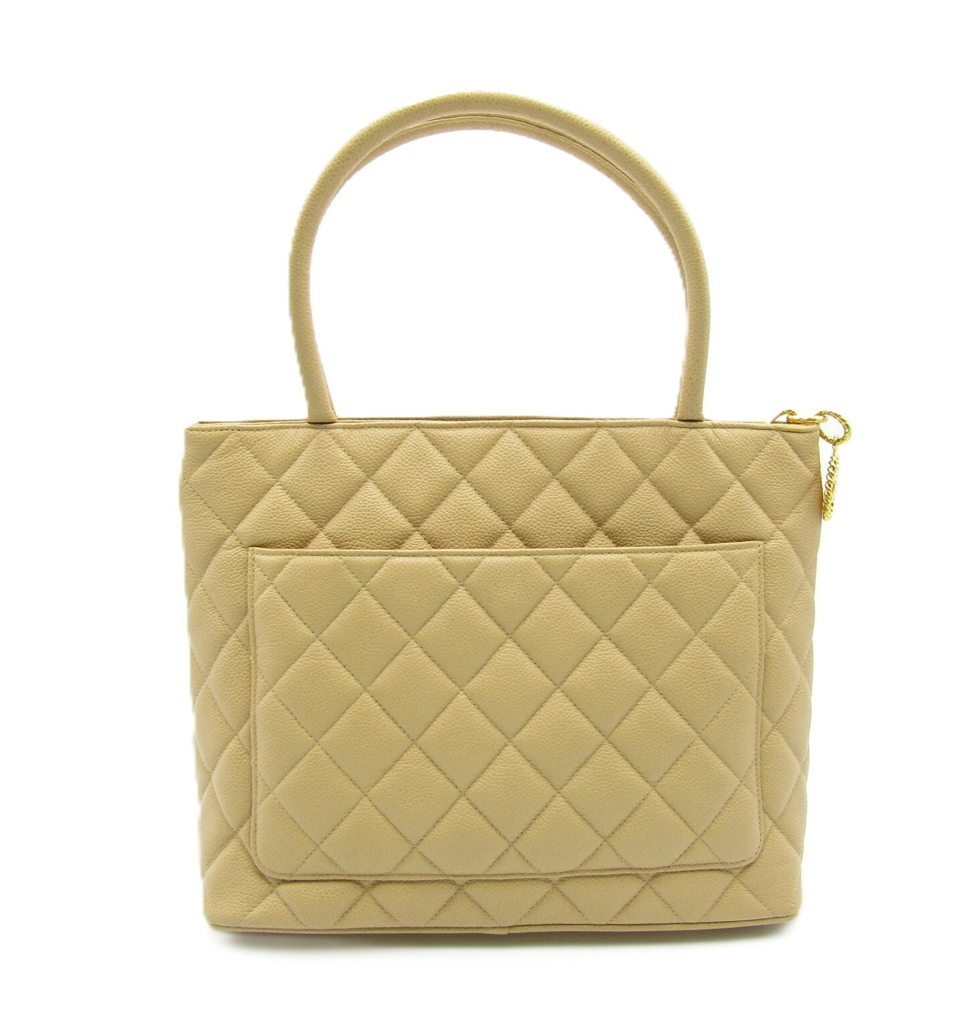 CHANEL Caviar Leather Reissue Tote A01804 Caviar Leather Beige G Hardware Handbag