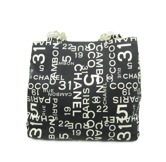 CHANEL New Travel Line Bi-Cy Line Tote A18302 Y01375 Canvas S Hardware Black Tote Bag
