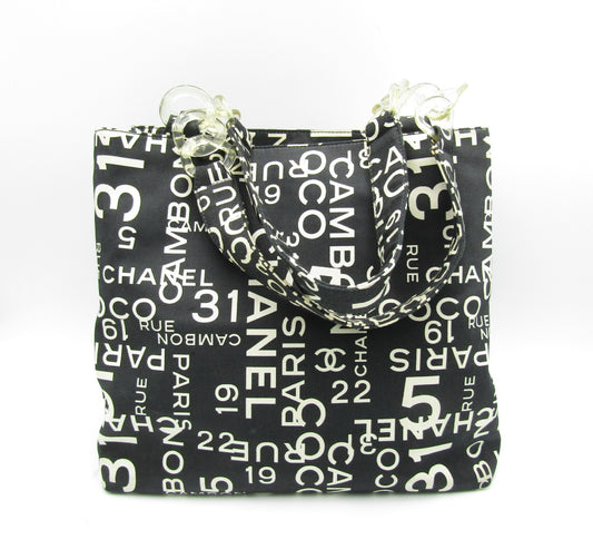 CHANEL New Travel Line Bi-Cy Line Tote A18302 Y01375 Canvas S Hardware Black Tote Bag