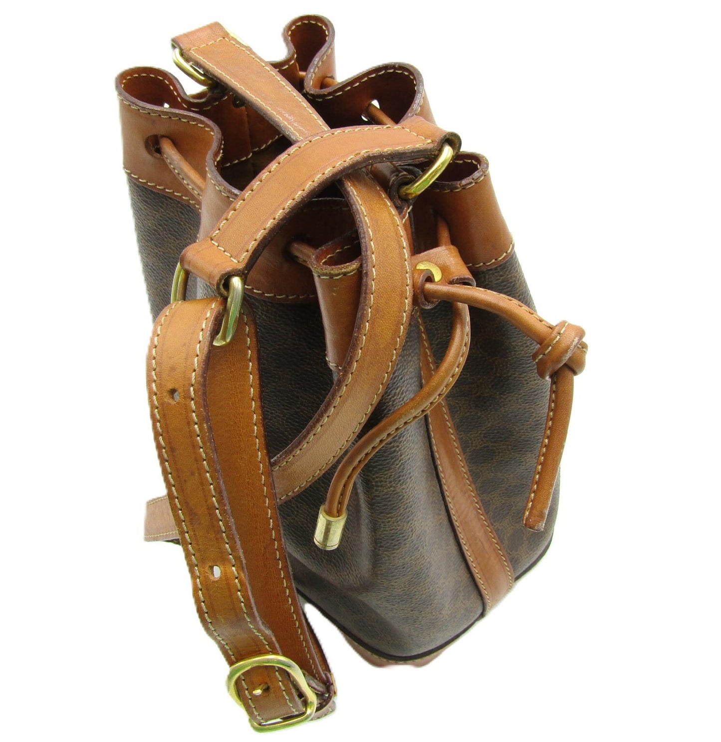 CELINE Macadam Drawstring Shoulder Bag with G Hardware