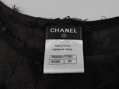 CHANEL CHANEL Tops 3/4 Sleeve Cut and Sew P50935V37551 #42 Black Camellia Top