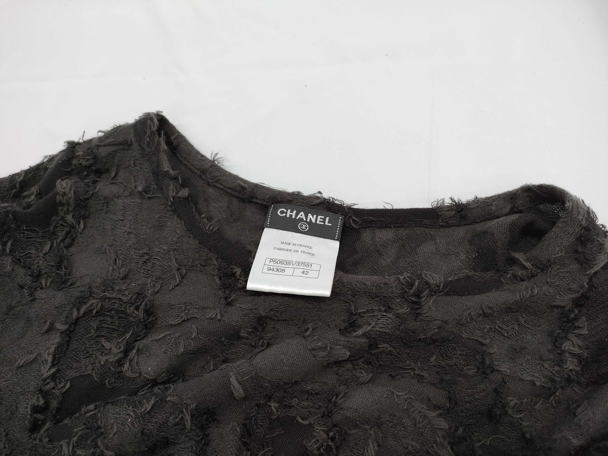 CHANEL CHANEL Tops 3/4 Sleeve Cut and Sew P50935V37551 #42 Black Camellia Top