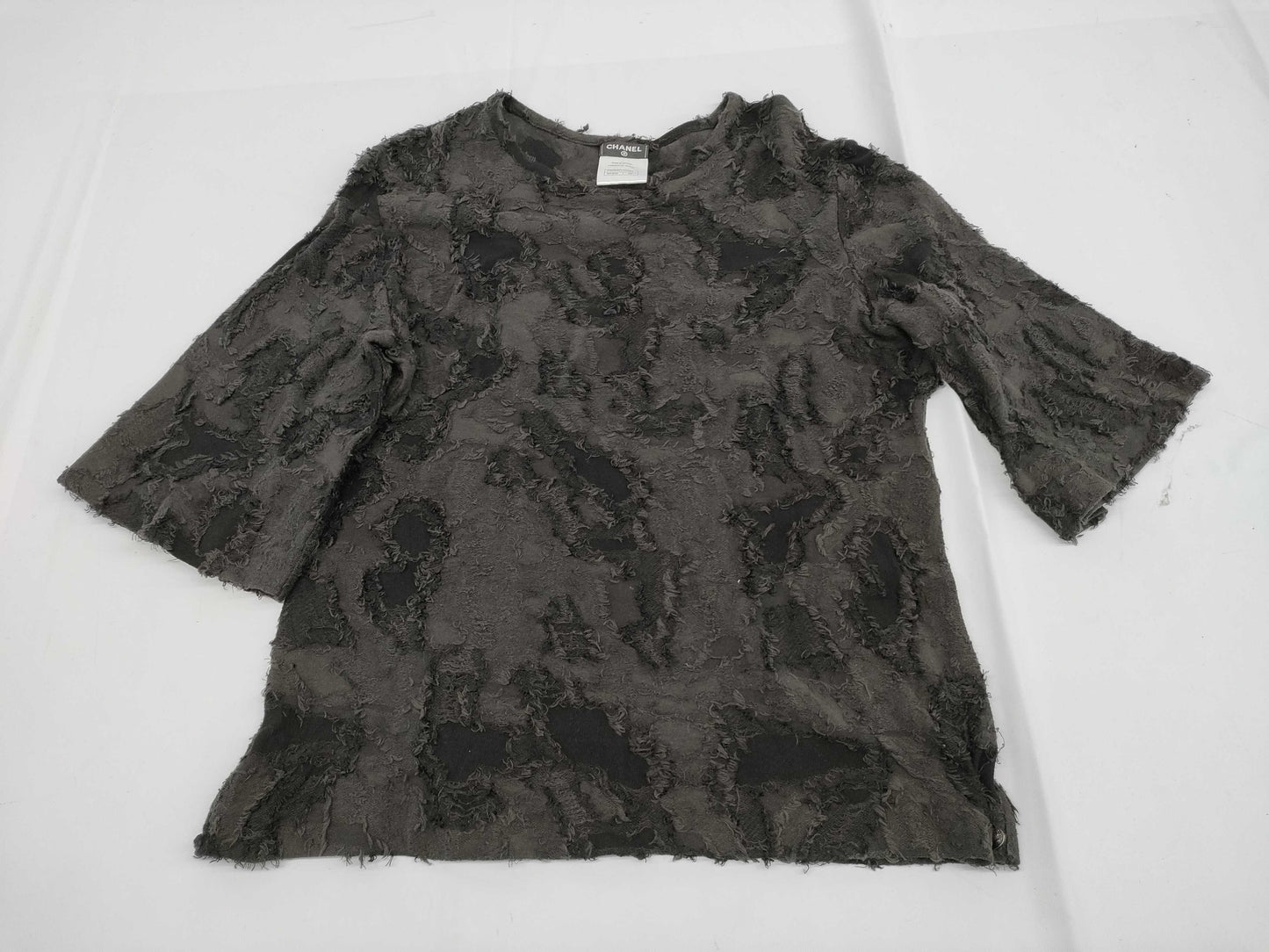 CHANEL CHANEL Tops 3/4 Sleeve Cut and Sew P50935V37551 #42 Black Camellia Top