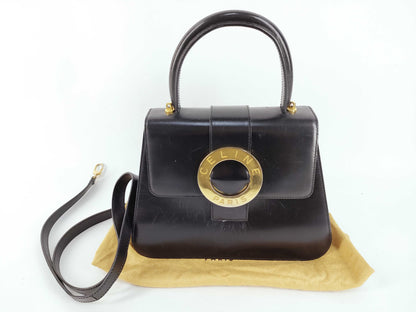CELINE Circle Logo 2-Way Black Handbag