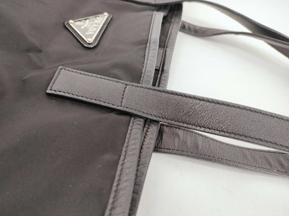 PRADA Nylon Prada Nylon Tote Bag, Black, Size W36