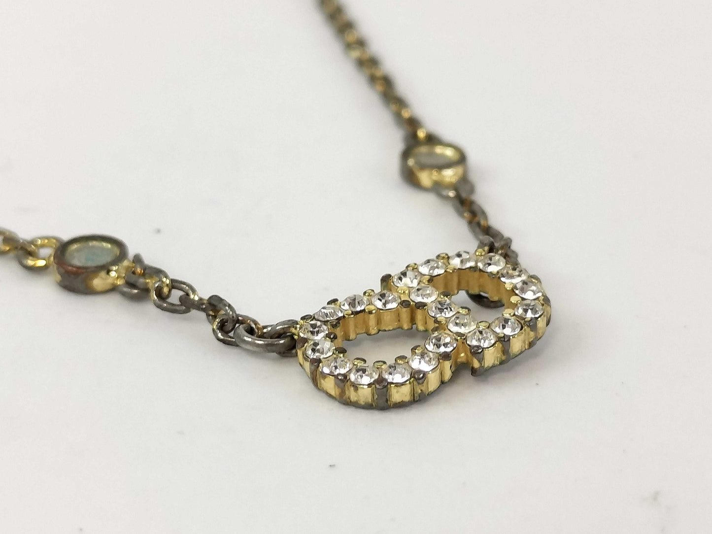 Dior Christian Dior Rhinestone Logo Necklace