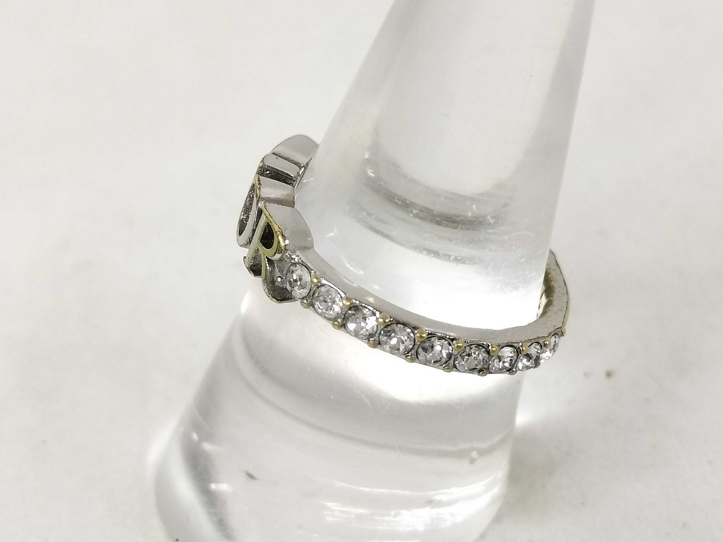 Dior Christian Dior Ring Logo Rhinestone L Ring
