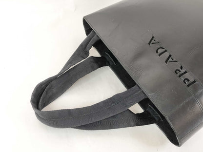 PRADA PRADA Leather Cutout Logo Handbag Black Handbag