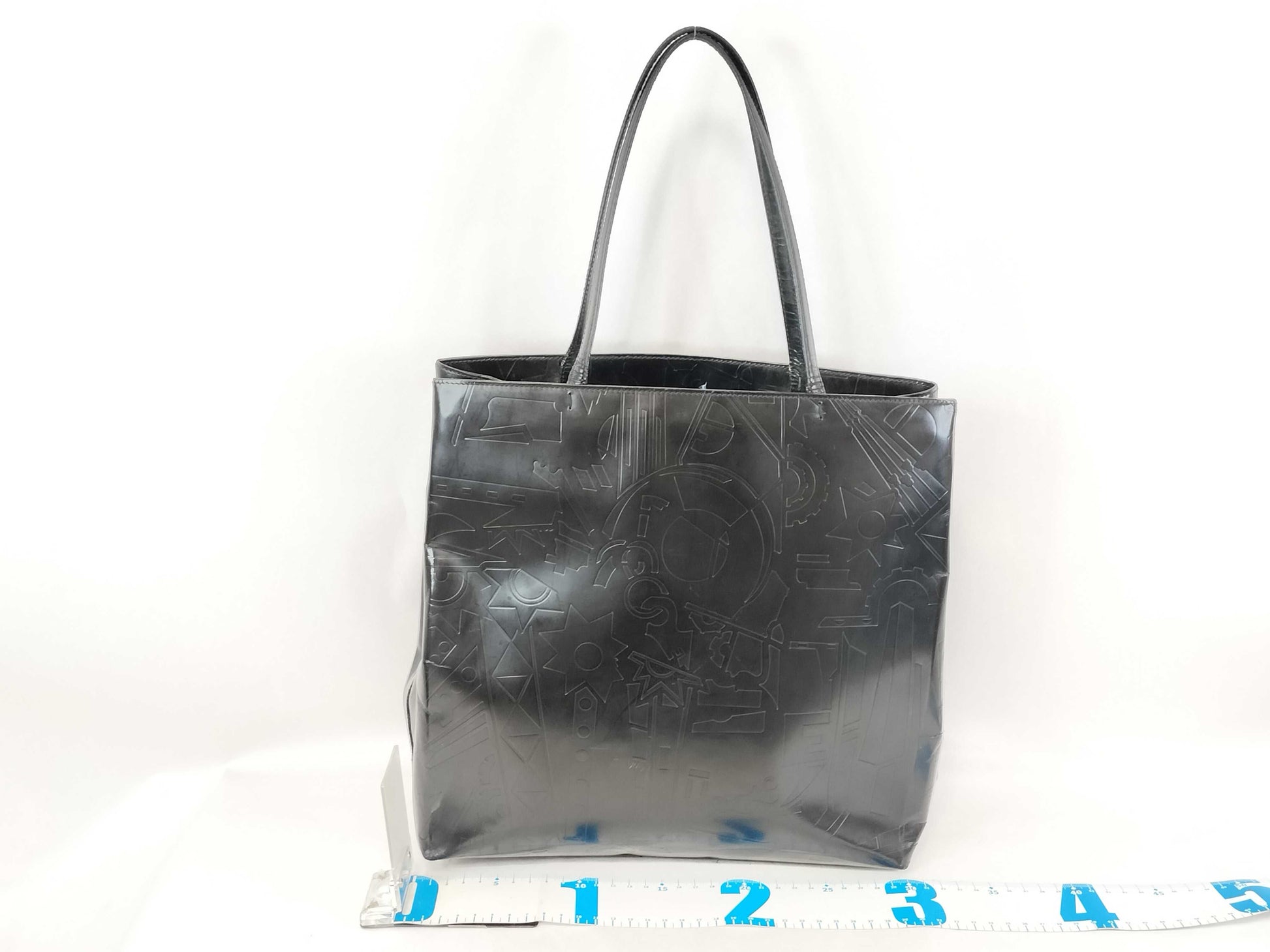 PRADA PRADA Enamel All-Over Print Hand Tote Bag Black Tote Bag