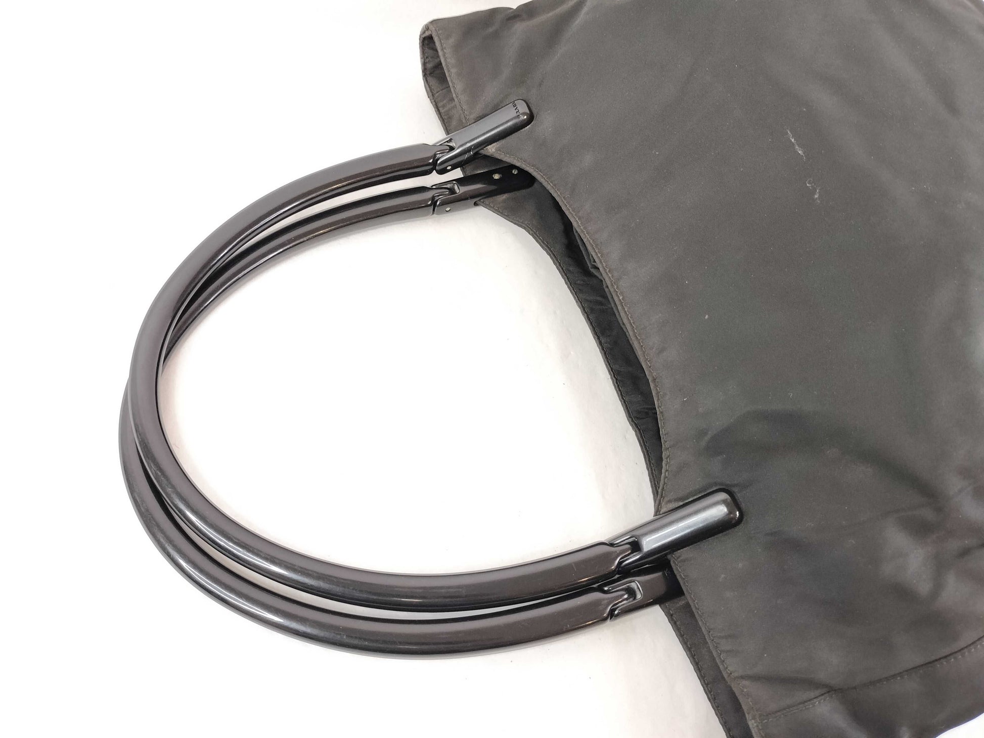 PRADA Nylon Prada Nylon Plastic Handle Hand Tote Bag Black Tote Bag