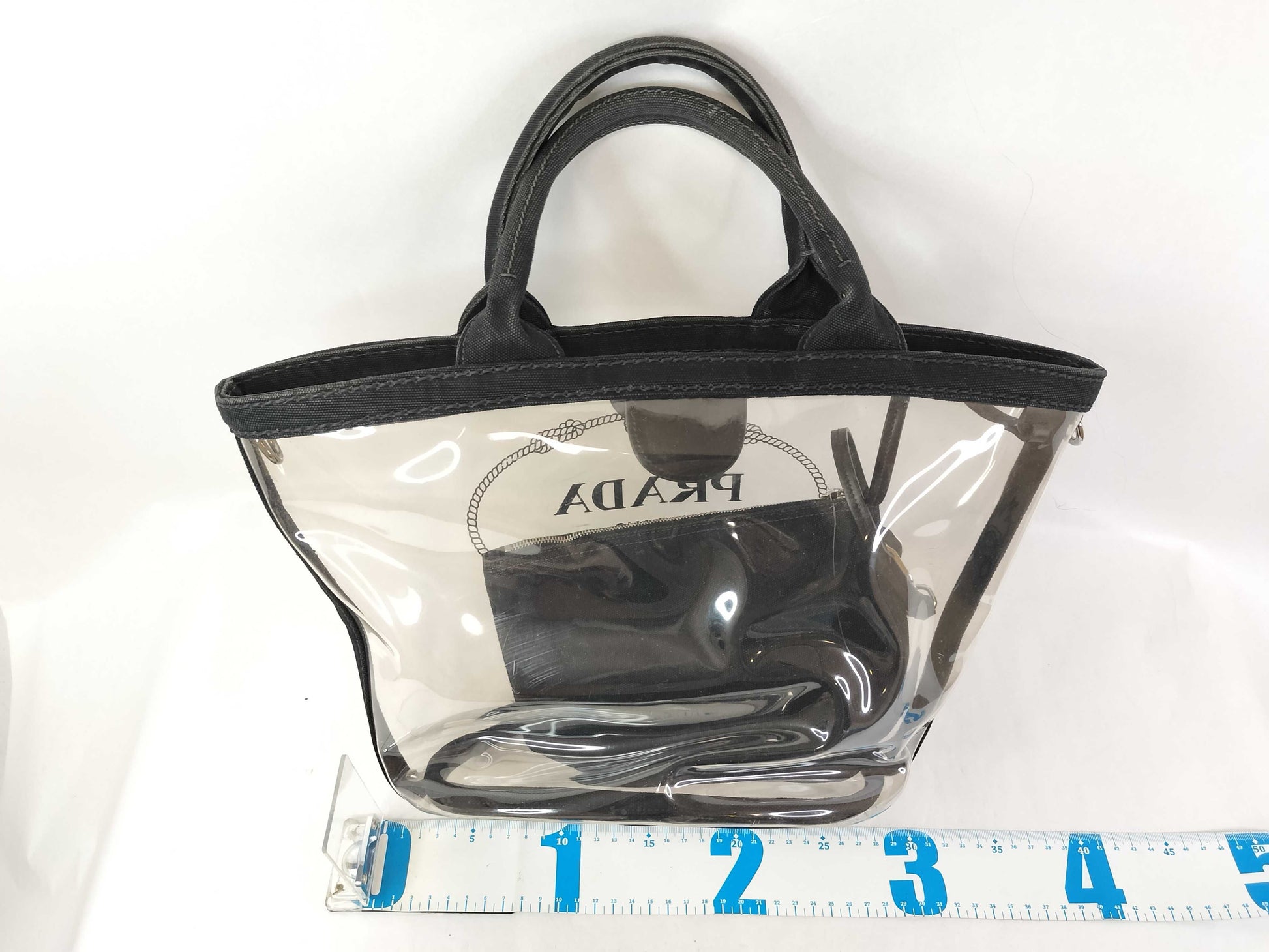 PRADA PRADA Canapa Vinyl Hand Tote Bag with Pouch