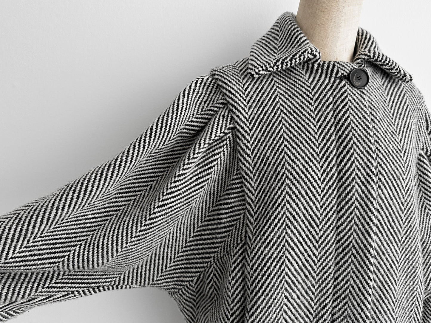 TELA Herringbone Tweed Jacket, Dolman Sleeves, Size 38