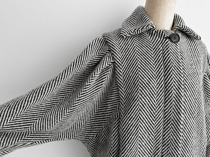 TELA Herringbone Tweed Jacket, Dolman Sleeves, Size 38