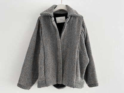 TELA Herringbone Tweed Jacket, Dolman Sleeves, Size 38