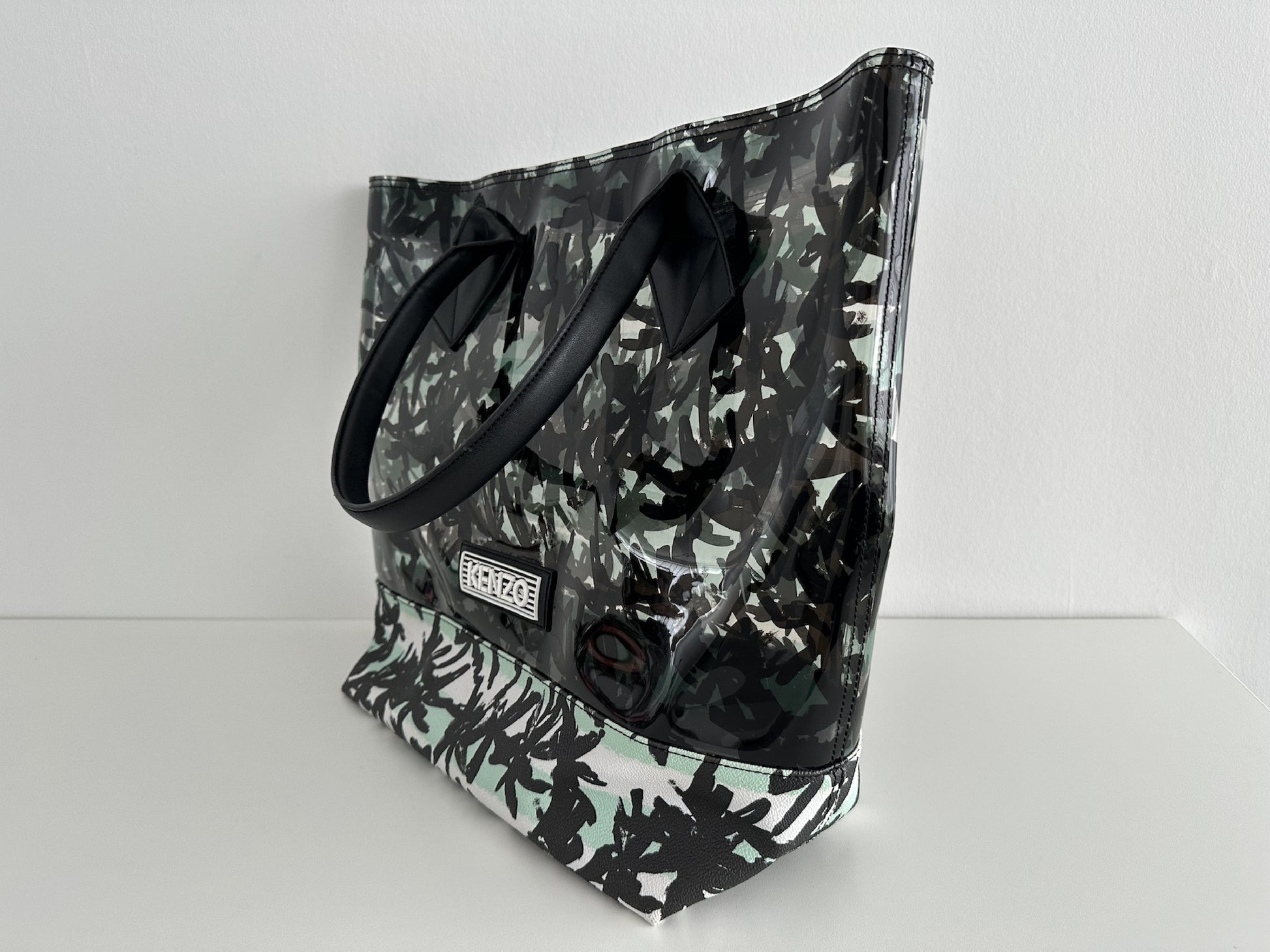 KENZO PALM TREE BEACH BAG Clear Tote Bag with Pouch
