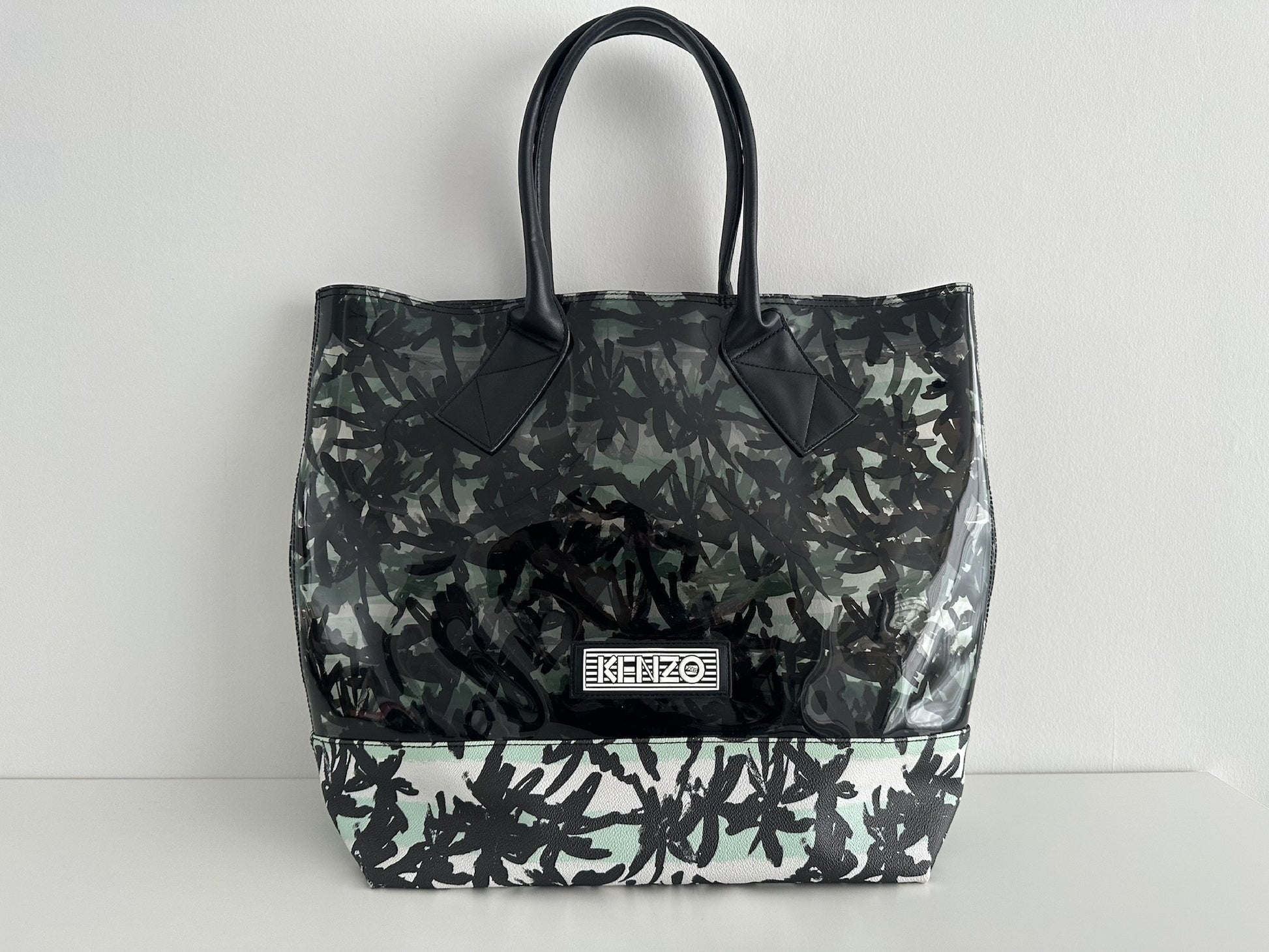 KENZO PALM TREE BEACH BAG Clear Tote Bag with Pouch