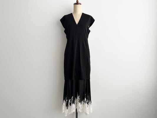 3.1 Phillip Lim Lace-Hem Dress, Black and White, Size 4, Dress