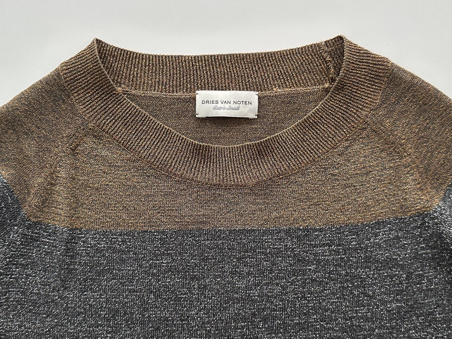 DRIES VAN NOTEN Metallic Striped Knit Top