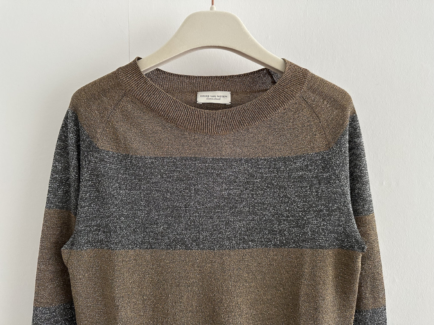 DRIES VAN NOTEN Metallic Striped Knit Top