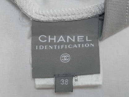 CHANEL 01P P17575V09971 Sport Line Coco Mark T-Shirt, Short Sleeve, White, Gray, Size 38