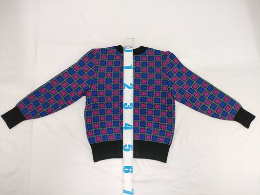 Yves Saint Laurent Check Cardigan Multi Gold Button M Cardigan
