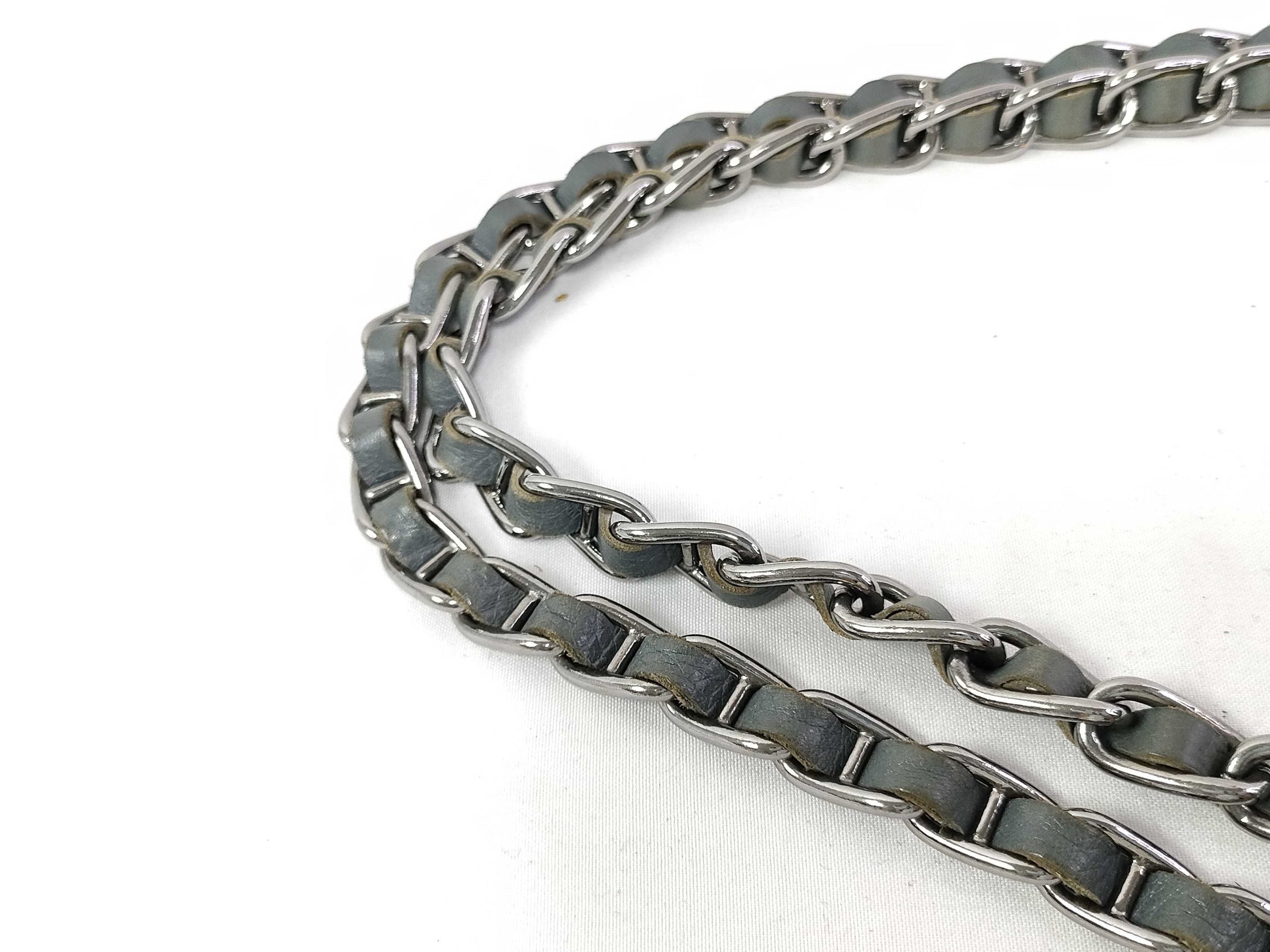 PRADA PRADA Prada Leather Double Chain Shoulder Bag B4658C Blue Shoulder Bag with Guarantee Card and Dust Bag