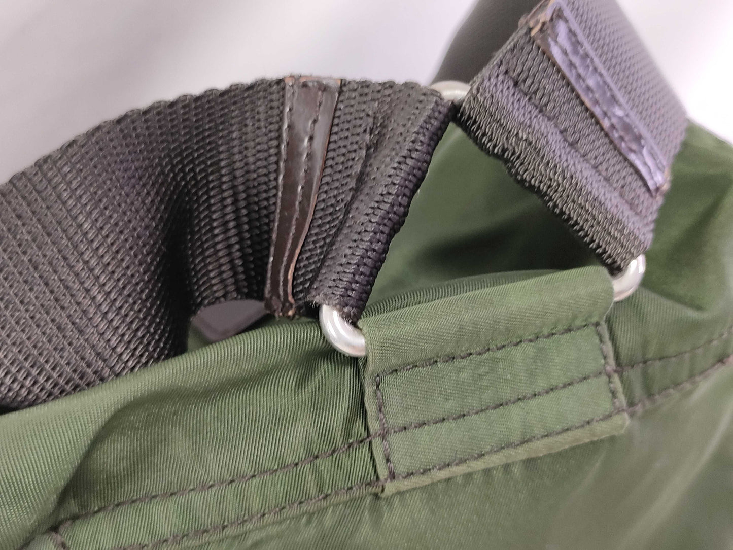 PRADA Nylon Backpack with Prada Triangle Logo Plate, Green