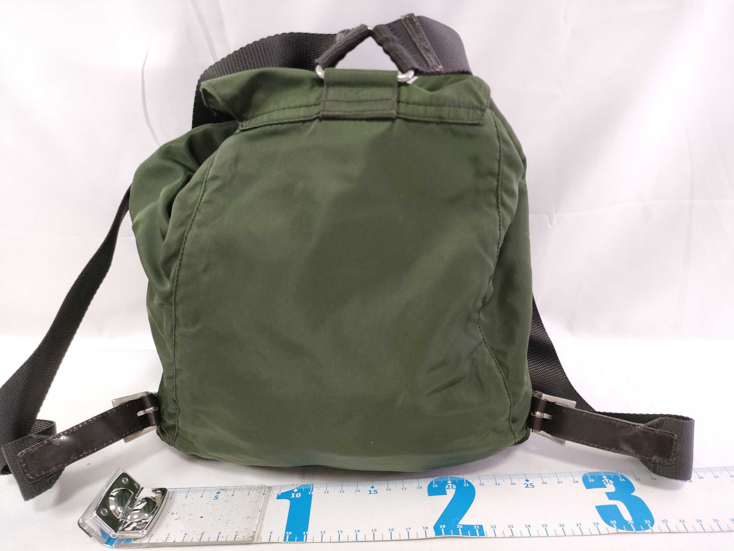 PRADA Nylon Backpack with Prada Triangle Logo Plate, Green