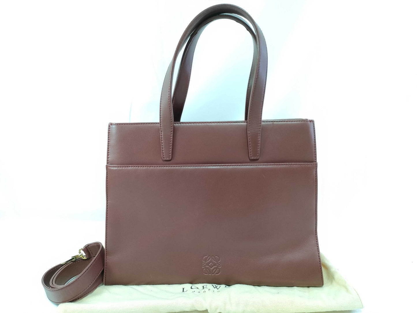 LOEWE Nappa Aire Anagram 2-way Handbag/Shoulder Bag, Bordeaux, with Dust Bag