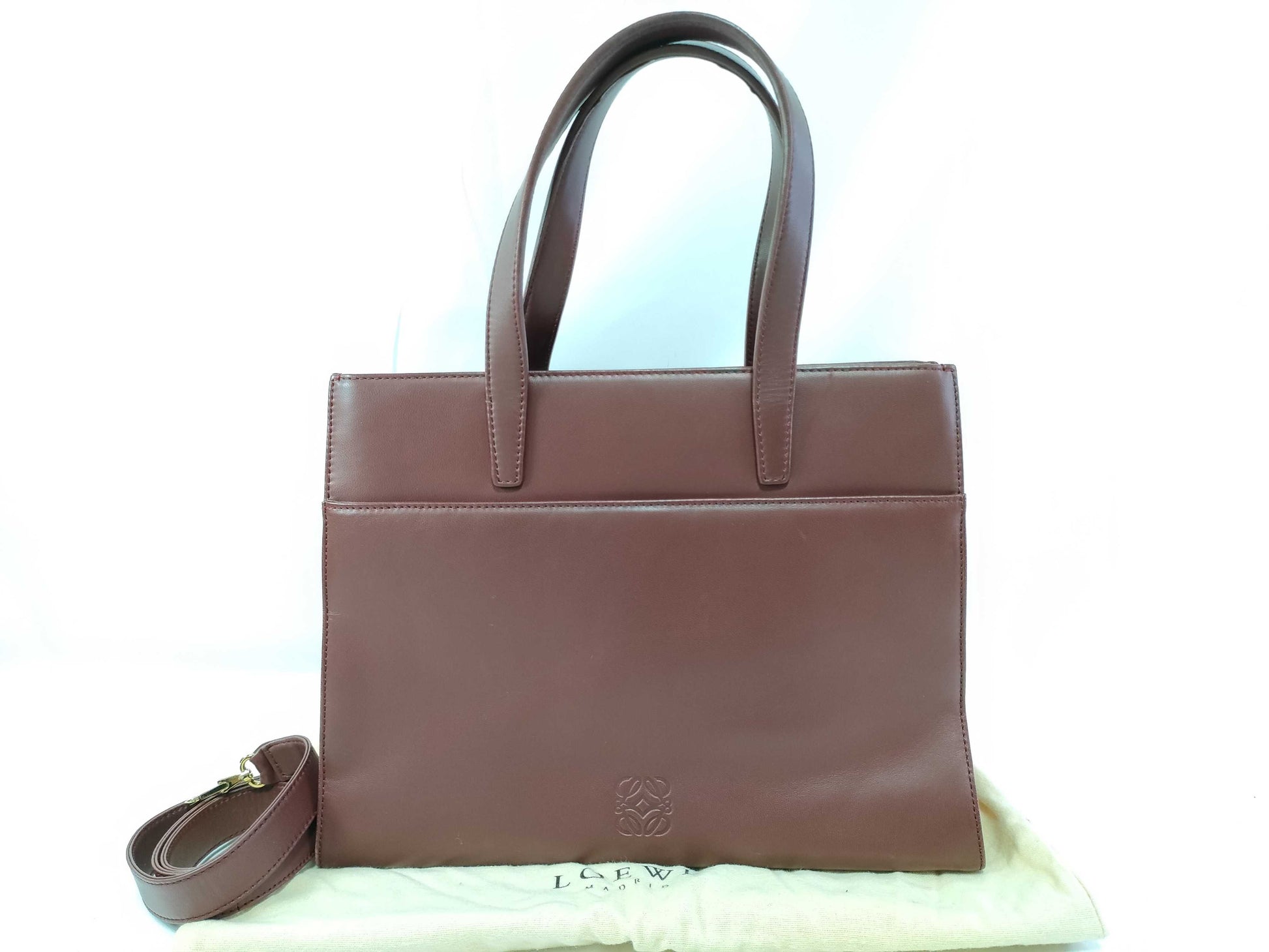 LOEWE Nappa Aire Anagram 2-way Handbag/Shoulder Bag, Bordeaux, with Dust Bag