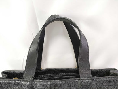 BURBERRY Nova Check Handbag Leather Black Tote Bag