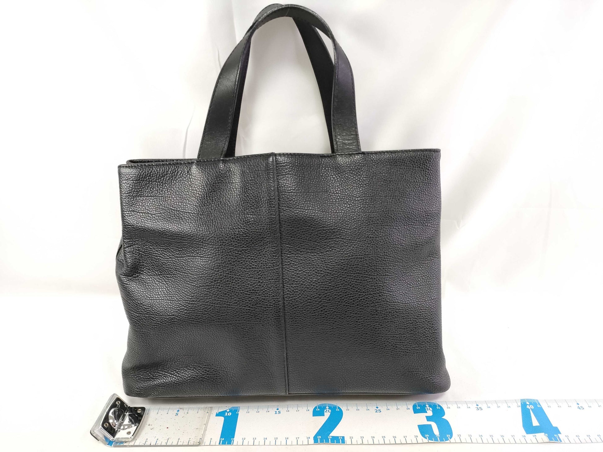 BURBERRY Nova Check Handbag Leather Black Tote Bag