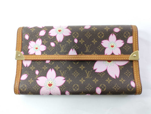 LOUIS VUITTON Monogram LOUIS VUITTON Louis Vuitton LOUIS VUITTON M92027 Monogram Cherry Blossom Brown Pink Long Wallet Wallet Wallet Wallet