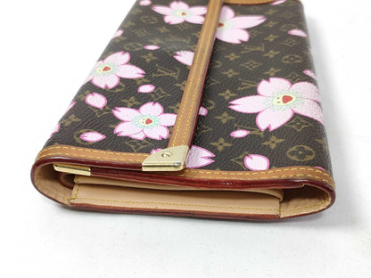 LOUIS VUITTON Monogram LOUIS VUITTON Louis Vuitton LOUIS VUITTON M92027 Monogram Cherry Blossom Brown Pink Long Wallet Wallet Wallet Wallet