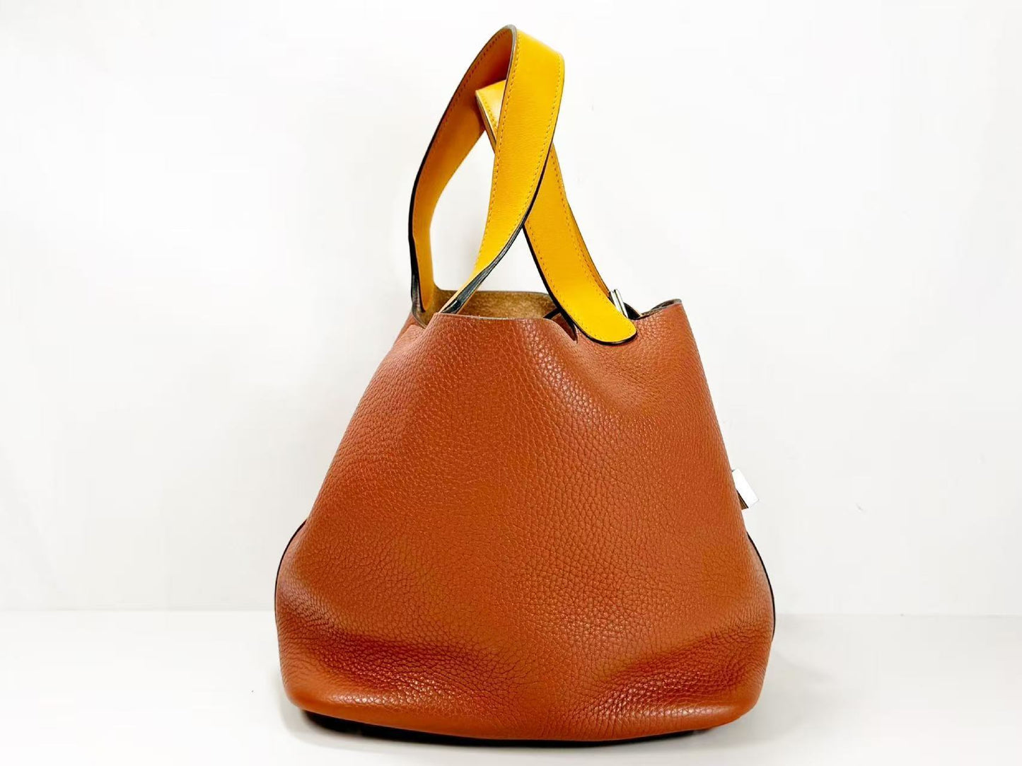 HERMES Picotin Picotin Lock MM Two-tone W22cm Approx. X Stamp [Cadena/162] Silver Hardware Handbag Excellent Condition A Handbag