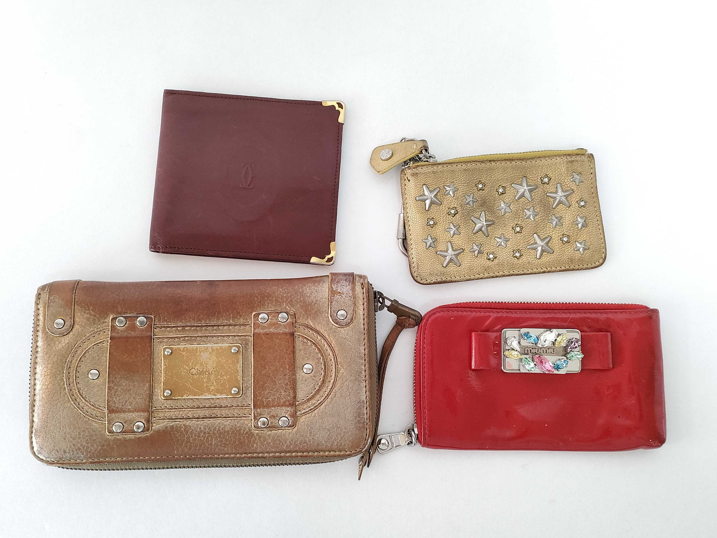 Chloe brand wallets: Cartier, Jimmy Choo, Chloe, and Miu Miu, 4 wallets