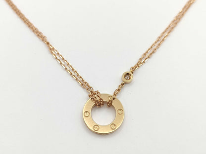 Cartier Love Circle 2PD PG Au750 6.3g Necklace 