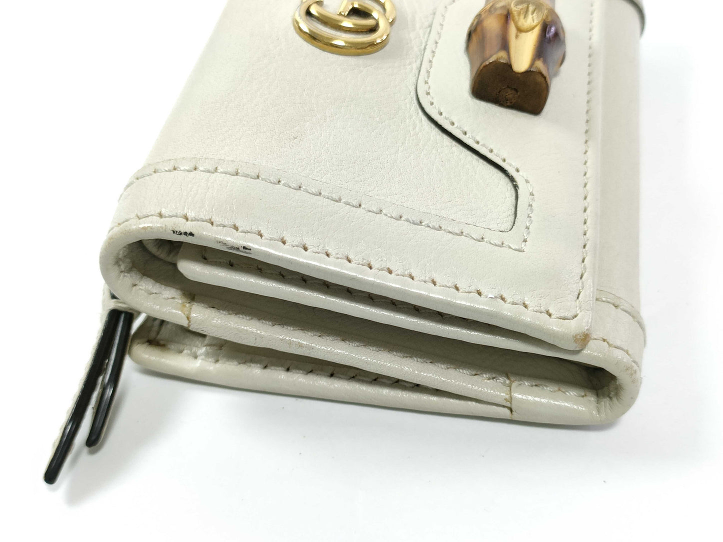 GUCCI GUCCI Bamboo Diana Compact Wallet White Wallet