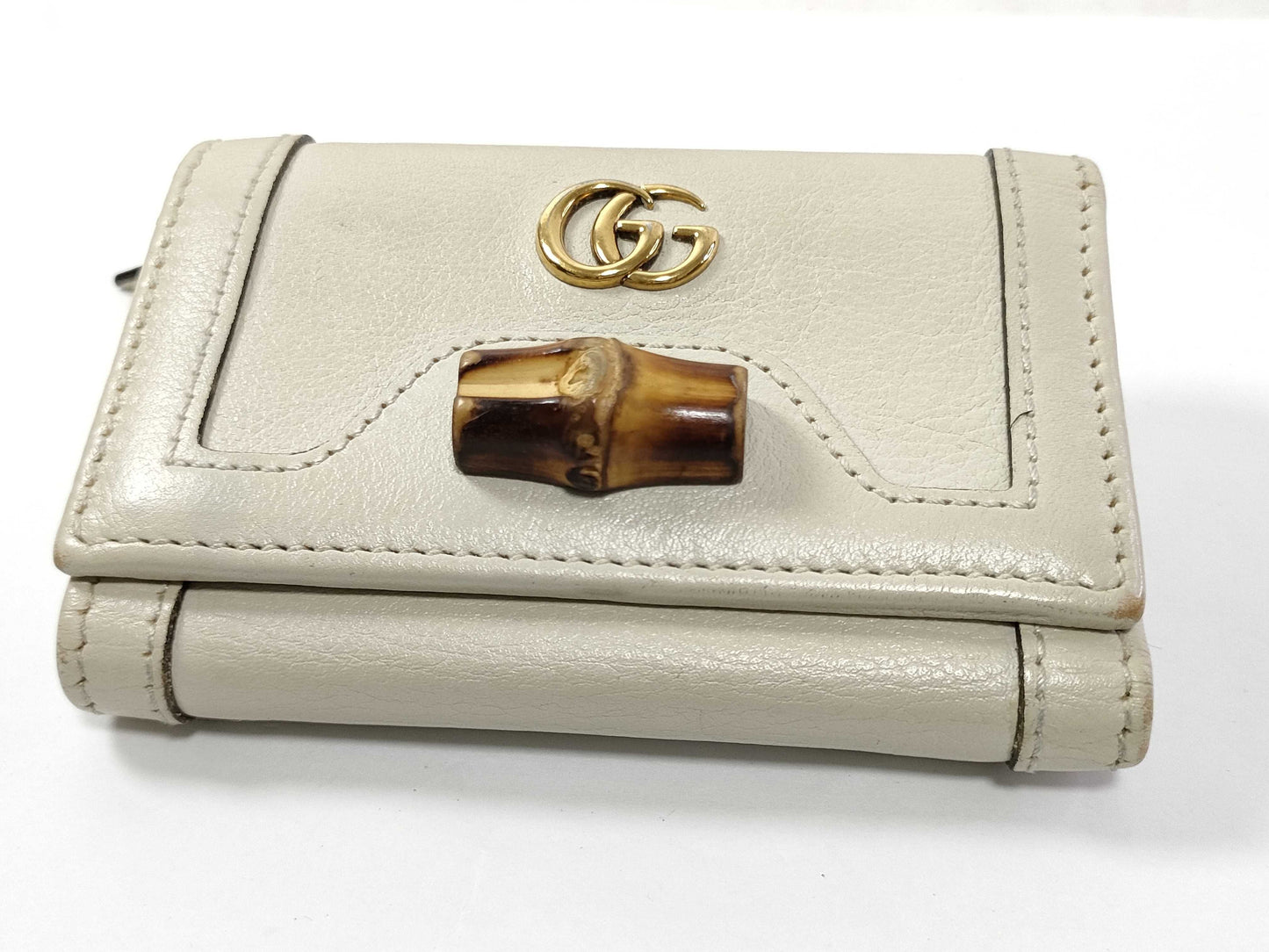 GUCCI GUCCI Bamboo Diana Compact Wallet White Wallet