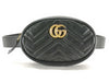 GUCCI GG Marmont 476434 Body Bag Leather Belt Bag Black Gold Hardware Quilted Waist Bag